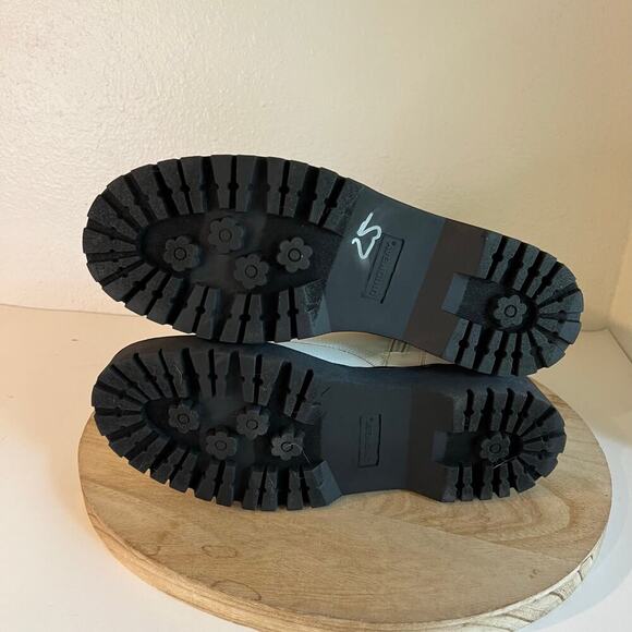 Unionbay White Vegan Leather Zipper Side Lace Up Combat Moto Boots Size 10 - Picture 6 of 12